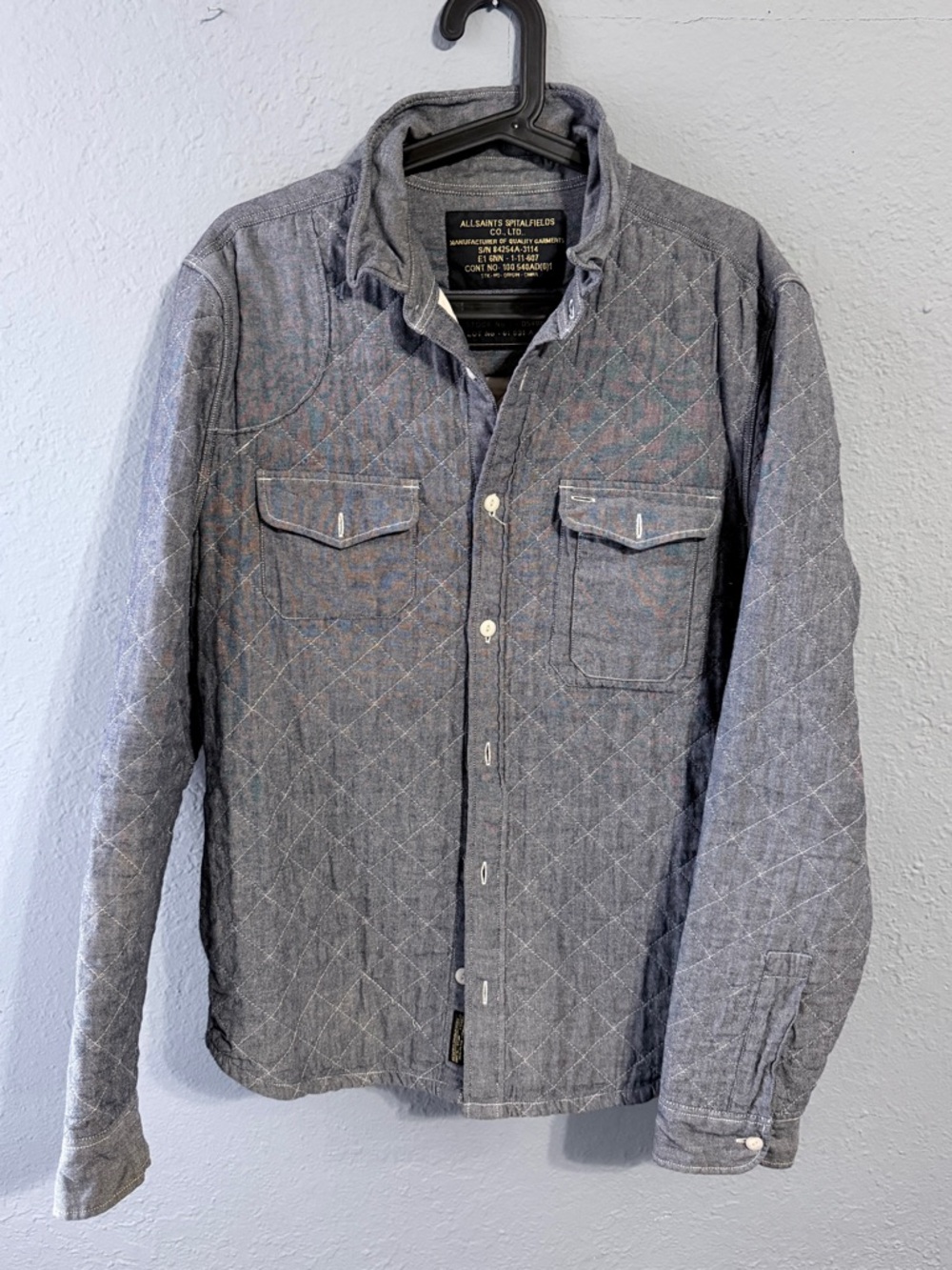 Allsaints Quilted long sleeve chambray over-shirt